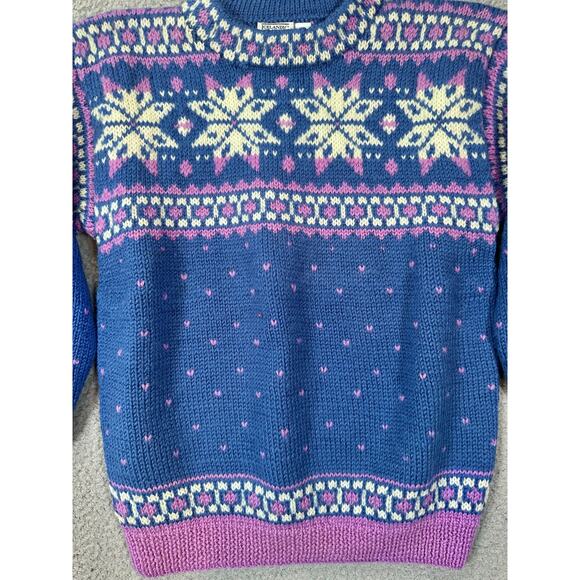 Vintage Icelandic Design Sweater Hand Knit Norwegian Wool Women's Small Grandma - Picture 7 of 9